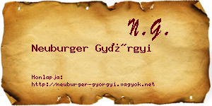 Neuburger Györgyi névjegykártya